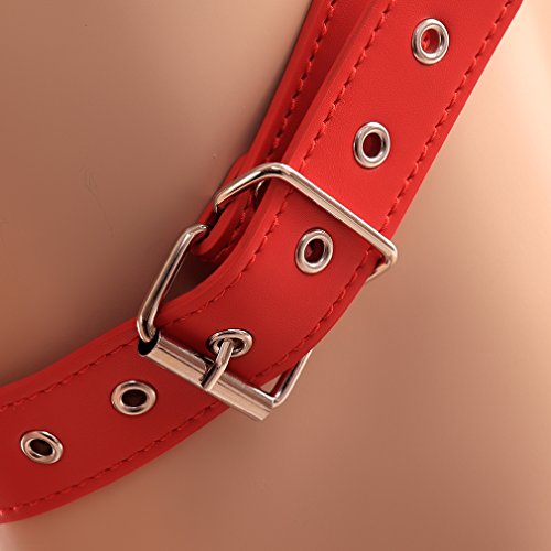 Leather Harness Men Punk Leather Body Chest Belt Half Harness Adjustable Black Plus Size Halloween Rave clothing (Red)3