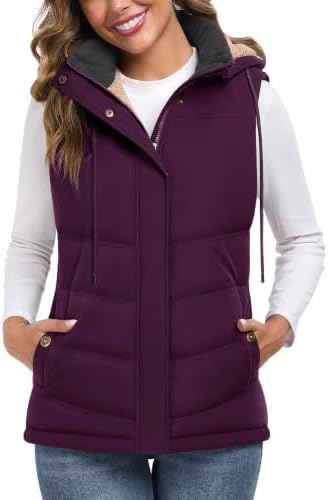 heekpek Damen Weste mit Kapuze Winterweste Fleeceweste Kurz | Steppweste, Damenwesten, Ärmellose Jacke, Thermoweste, Kurz, Reißverschlüsse, Outdoor, Warme, Herbst, Frühling, Winter