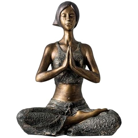 Lukitas Yoga Meditation Statues Home Decor, Zazen Sculptures, Yoga Pose Figurines, Modern Decoration for Living Room Office Bedroom Desk, Resin 9'' Cover