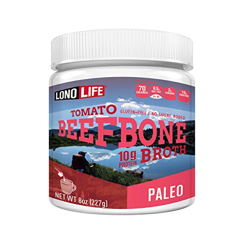 LonoLife Grass-Fed Tomato Beef Bone Broth Powder with 10g Protein, Paleo and Keto Friendly, Gluten-Free, 8-Ounce Bulk Container, 15 Servings (Equal to 120 ounces of broth)