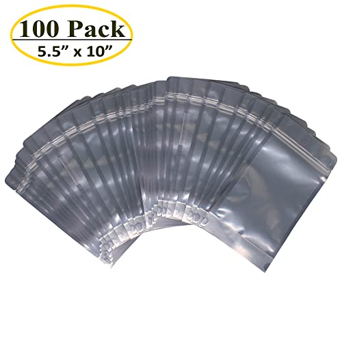 Belinlen 100 Pack 5.5 x 10 Inch Stand Up Pouch Bags Zipper Mylar Bags Clear Front with Aluminum Foil Back Reusable Food Storage Bag for Multipurpose with Gusset Bottom(5.5mil Thickness) by Belinlen - Used condition - Image 2
