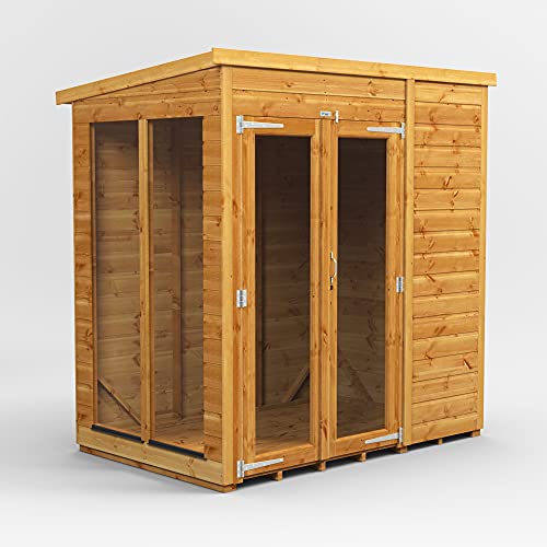 Image of Powersheds High Grade Premium Pent Summer House Wooden Shed with PVC Window sills, Door & Window Flexibility, made from 12 mm Extra Thick Timber & Toughened Glass