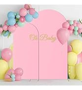 JCJ Arch Backdrop Cover 7.2FT 6FT, Pink Wedding Arch Stand Cover Set of 2 Stretchy Backdrop with ...
