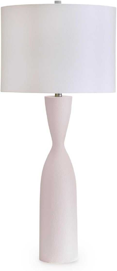 Signature Design by Ashley Davinford Table Lamp, 36 Inch Modern, White | Textured white polyresin base and cotton drum shade, Contemporary Scandinavian style for living rooms and bedrooms