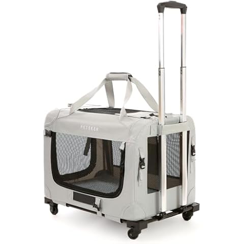 Extra Large Cat Carrier Soft Sided with Wheels Folding Small Medium Dog Pet Carrier 24"x16.5"x16" Travel Collapsible Ventilated Comfortable Design Portable Vehicle Cover