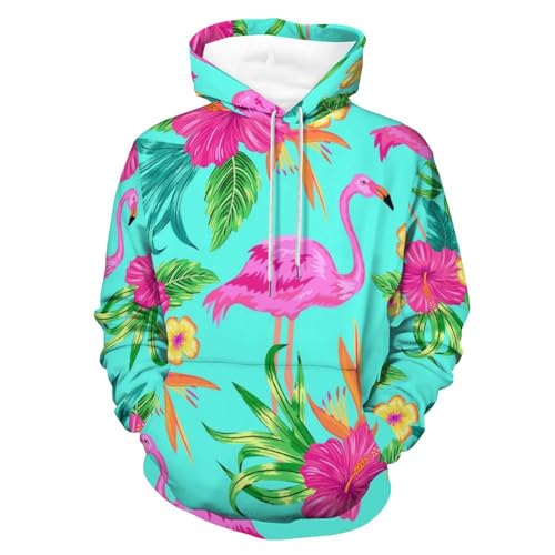 Sweatshirt flamant rose avec capuche cordon et poches pull unisexe doux