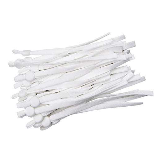 Goma Elástica Costura con Hebilla Ajustable, Cintas Elásticas, Banda Elástica Plana para Costura y Manualidades, Blanco, 5mm, 50 piezas Cover