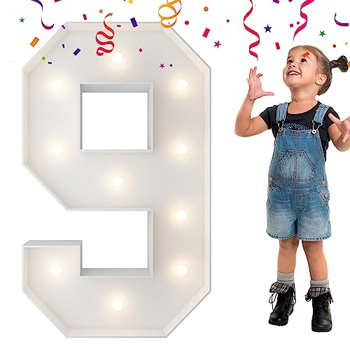 3FT Marquee Numbers, Large Light Up Numbers 9 for 9th Birthday Party Decor