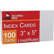 Back To School Supplies - Your One Stop Shop - RULED INDEX CARDS - 100 Pack, 3x5 Index Cards, Ruled On Front, White - 1 Pack Of 100 Cards - Ruled