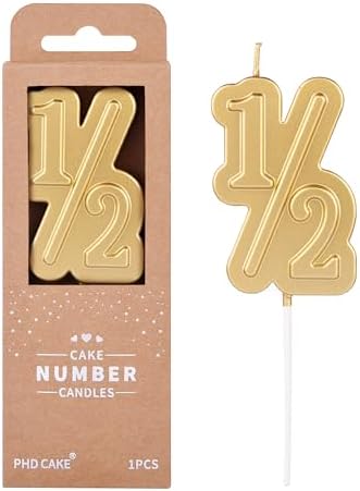 PHD CAKE 2.76 Inch Large 1/2 Gold Number Birthday Candles, Number Candles, Cake Number Candles, Party Celebration