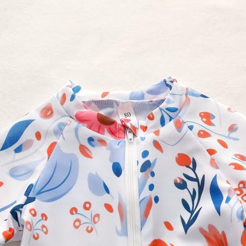 AIWUHE Toddler Girls Swimsuit One Piece Rash Guard Swimwear Short Sleeve Zipper Bathing Suit UPF 50+ Sunsuit 6 Months-3 Years3