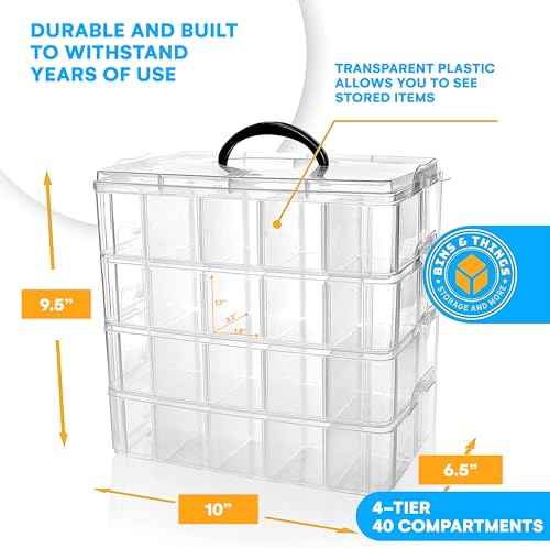 Bins & Things Storage Container with 30 Adjustable Compartments for Storing & Organizing Sewing Embroidery Accessories Threads Bobbins Beads Beauty Supplies Nail Polish Jewelry Arts & Crafts - Large