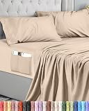 Utopia Bedding Juego de Sabanas 4 Piezas 135x190 - Microfibra De Poliéster, Beige)