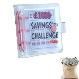 TAIAYERU Money Saving Wallet, £1000 Savings Challenge Binder UK with 25 Cash Envelopes, Funny Cash Saving Binder, Easy Way to Manage Monthly Budget-Pink