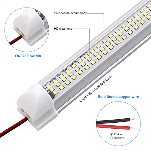 Rvzone 12V Led Interior Light Bar | 108Leds 1600Lm 6W Dc 12 Volt Led Strip Lights For Camper Truck Van Rv Trailer Boat Car Cargo Cabient Lights Fixture Motorhome Lorry (4Pack) #TOP4
