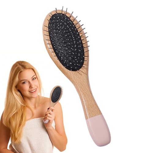 縮れ防止ヘアブラシ、柔らかい毛を持つ女性のための木製のもつれ解消ブラシ | ヘアマッサージコーム、女性、男性、女の子のためのヘアケアコーム