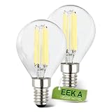 BRILONER - EEK A 2er Set Filament LED Lampe E14 Tropfen, warmweißes Licht...