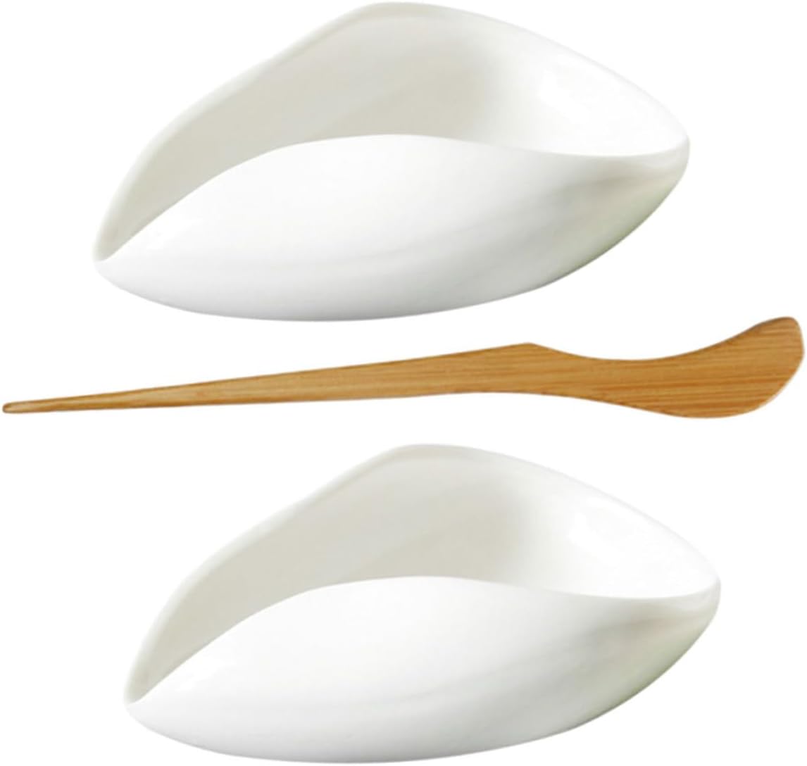 Ciieeo 1set Porcelain Tea Scoop and Tea Leaf Holder Convenient and Attractive Design and Coffee Bean Serving