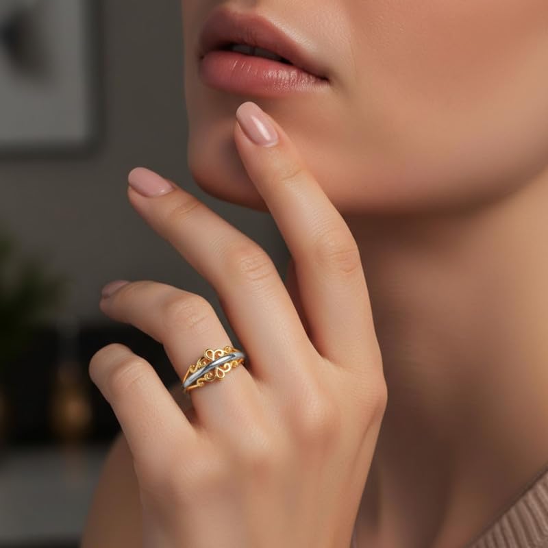 Image of KISNA 9KT / 14KT / 18KT Aurora Filigree Yellow Gold Ring For Women | S14