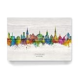 artboxONE Holzbild 30x20 cm Städte Lüneburg Deutschland Skyline txt von Künstler Michael Tompsett