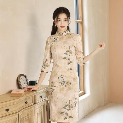Robe cheongsam boutons osmanthus pour réceptions et soirées - 3