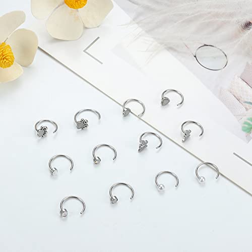 Bodybonita 6 Pairs Half Hoop Earrings Stainless Steel Small Hug Hoop Earrings Tiny Ball Heart Paw Butterfly Opal Huggie Cartilage Hoop Earrings For Women Teen Girls #TOP4