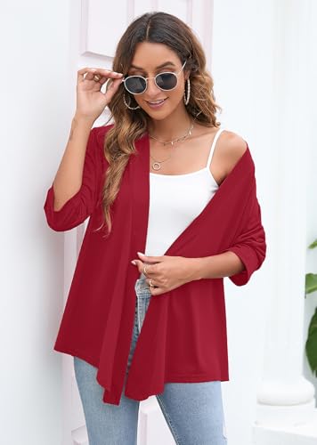 Image of Heymoments Women's Lightweight Open Front Cardigans 3 /4 Sleeve Casual Soft Drape Fall Cardigan S-2XL
