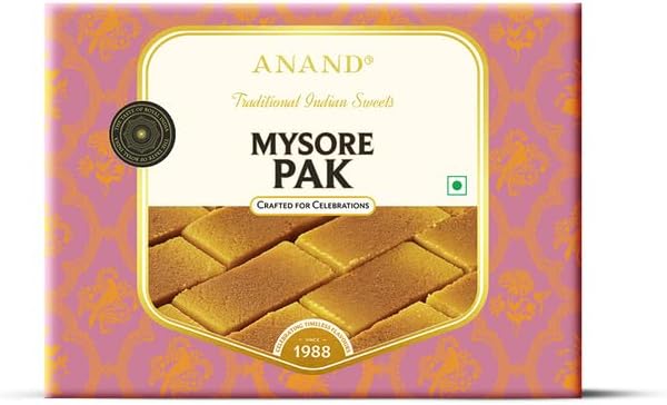 ANAND Mysore Pak Sweets Box Pack 200gm | Authentic Karnataka Style Ghee Mysore Pak | Rich Soft Melt-in-Mouth Mithai | Perfect for Festivals Weddings Office Celebrations