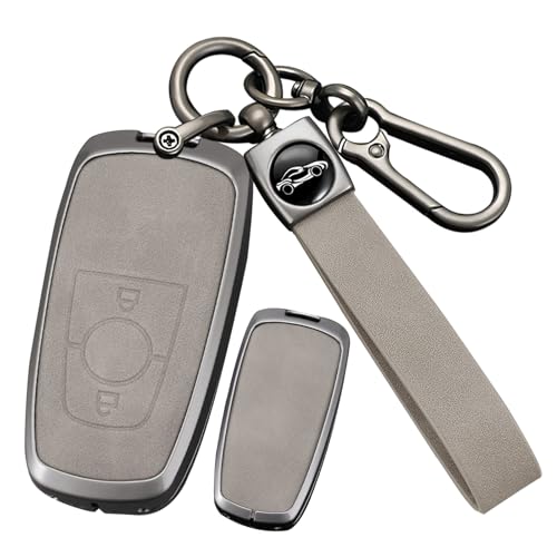 Etui de clé Ford en cuir compatible Everest EcoSport Edge S-MAX gris