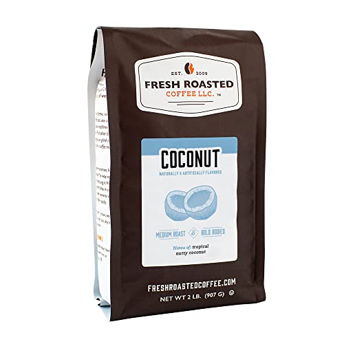 Fresh Roasted Coffee, Coconut Flavored Coffee, 2 Lb (32 Oz), Medium Roast, Kosher, Whole Bean #TOP19