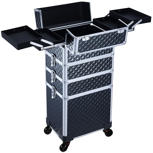 Faquenc Rolling Makeup Case with Wheels Professional 4 in 1