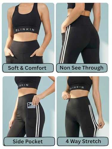 Image of BLINKIN Flared Gym Pants for Women's Workout - The Ultimate Yoga Pants | Workout Lowers | Gym Track Pants for Women with Side Pockets (5430)