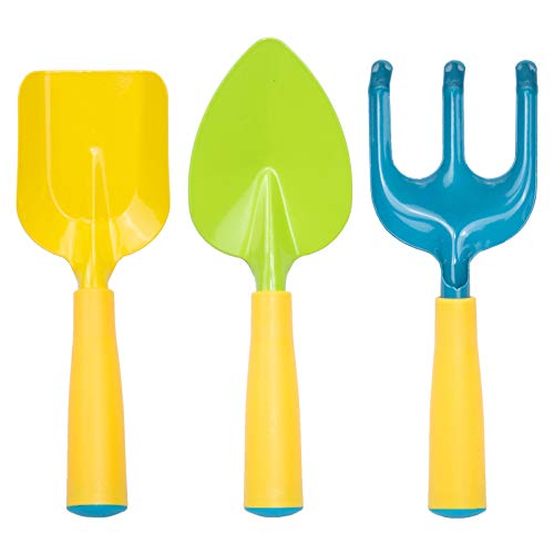 WildWave Kids Garden Tools Set, 3-Pack Trowel Shove Rake Made of Metal with Sturdy Handle.8 inch Long Gardening Tools Gift for Kids