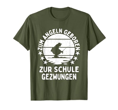 Angler Fischer Angelrute angeln geboren Junge Angel T-Shirt