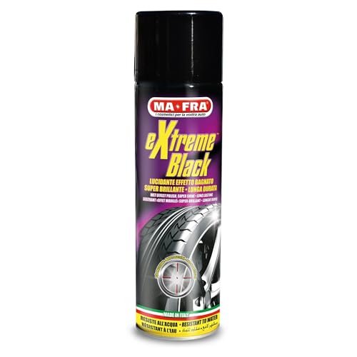 Mafra, Extreme Black, Noir Pneus Spray Ultra-Brillant, avec Effet Humide, Prévient les Craquelures, Résiste à la Pluie et au Lavages Fréquents, Format 500ml