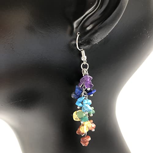 Ch.yishi Chakra Stone Beaded Dangle Earrings For Women Girls, Colorful Natural Stones Crystals Drop Earrings For Meditation Yoga Jewelry (Colorful Crystal) #TOP1