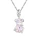 GNOCE Dream Bear Pendant Dangle Charm for Her, S925 Sterling Silver Bead Charm for Women Wife, Valentine‘s Day, Mother’s Day Jewelry Gift (Light Pink)