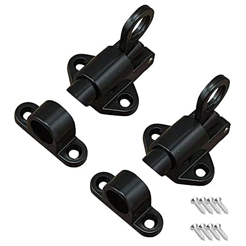 Bhina 2 Stk Automatische Verriegelung Türriegel,Federverriegelung,Automatische Türriegel,Bounce Türriegel,Spring Bounce Türschraube,Mit Schrauben,Geeignet Für Fenster,Holztüren,Schranktüren,Schwarz