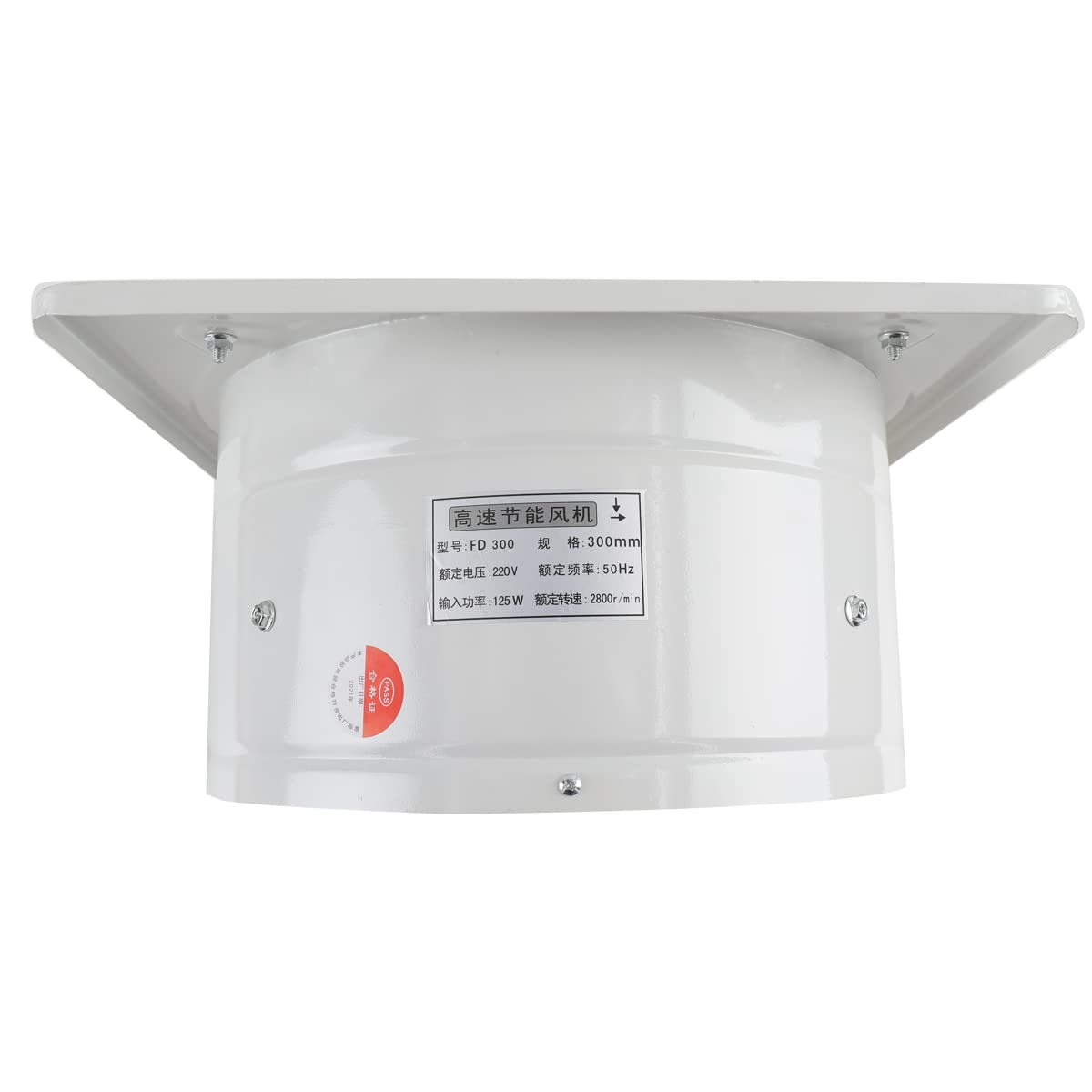 Ventilateur axial 220 V 12" 300 mm Ventilateur axial Ventilateur d'extraction d'air de cuisine Ventilateur mural en métal industriel pour salle de bain garage Pales blanches et rouges 2650 m³/h