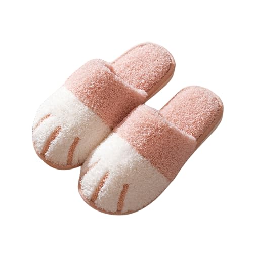 Cute Cat Paw Animal Slippers for Women Winter Warm Indoor Soft Plush Slip-on Slippers Lightweight Casual Cozy Fuzzy Bedroom Shoes Comfortable House Shoes