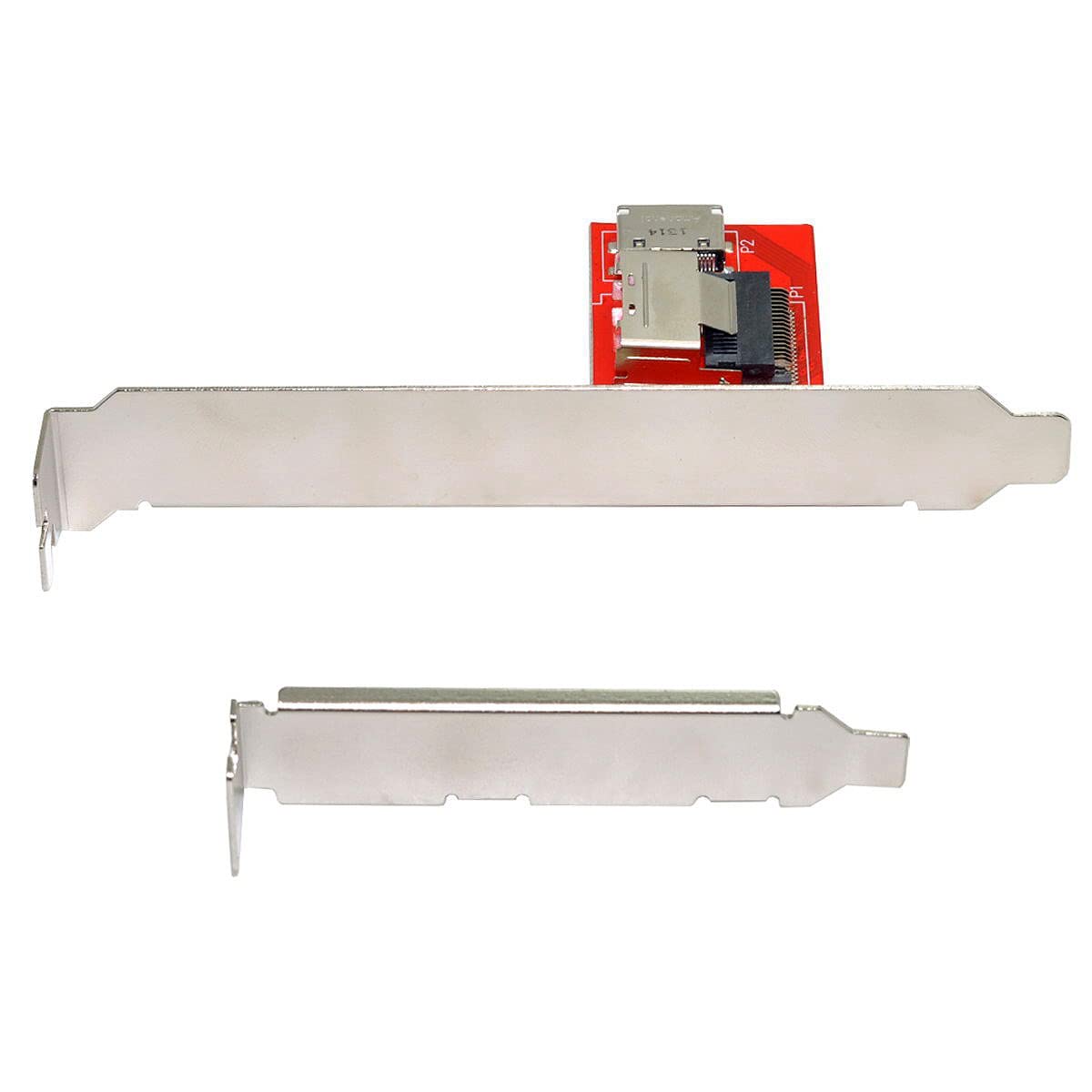 Cablecc PCI-Express 4.0 Mini SAS SFF-8087 to Oculink SFF-8611 SFF-8612 PCBA Female Adapter with Bracket, Red SFF-8087 to SFF-8611