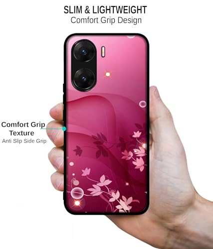 Image of Pink Abstract Design Premium 2D Printed Metal Back Case Cover for Vivo V29E 5G