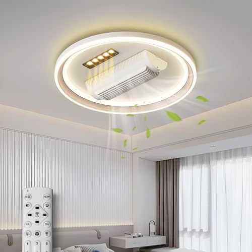 Image of Smartway 60 Watt Round Dorita Modern Ceiling Fan Chandelier BLDC Noiseless Motor + Auto Rotatable Blower Fan 3 Color Mode (Warm, Cold & Natural White) Stabilizing Dimming with Remote & App Control