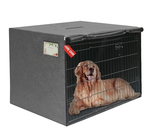 HiCaptain Dog Cage Cover for Wire Cages Dog Crate Cover Windproof for Indoor and Outdoor Use (Cover Only 63.5 x 48.3 x 50.8 cm (L x W x H))
