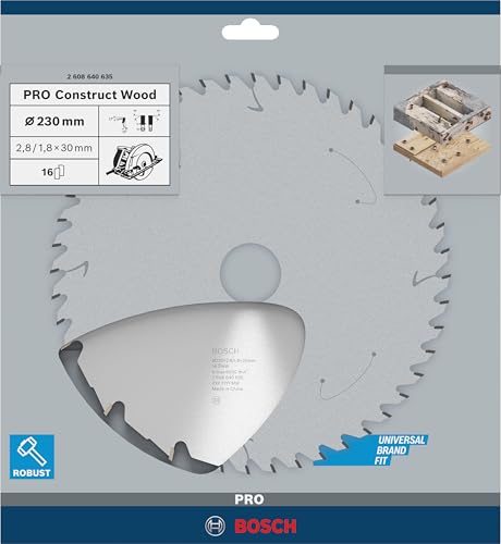 Bosch 1x PRO Construction Wood Kreissägeblatt für Netz-Handkreissägen (für Bauholz mit Mörtel und Nägeln, Holz mit Nägeln, Ø mm, Professional Zubehör Handkreissäge)