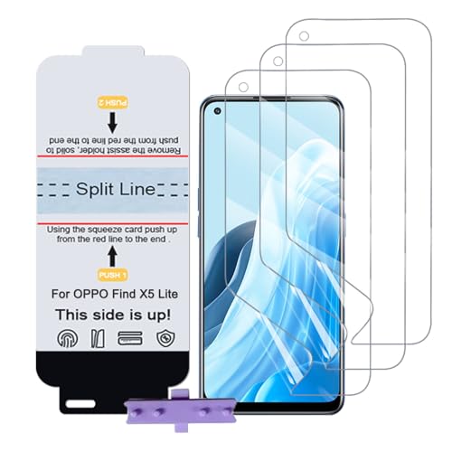 SLBESTLUC 3 Piezas Películas de Hidrogel para OPPO Find X5 Lite, TPU Protector Pantalla Flexible, 0.15mm HD Transparente, Reparación Automática [no vidrio templado]