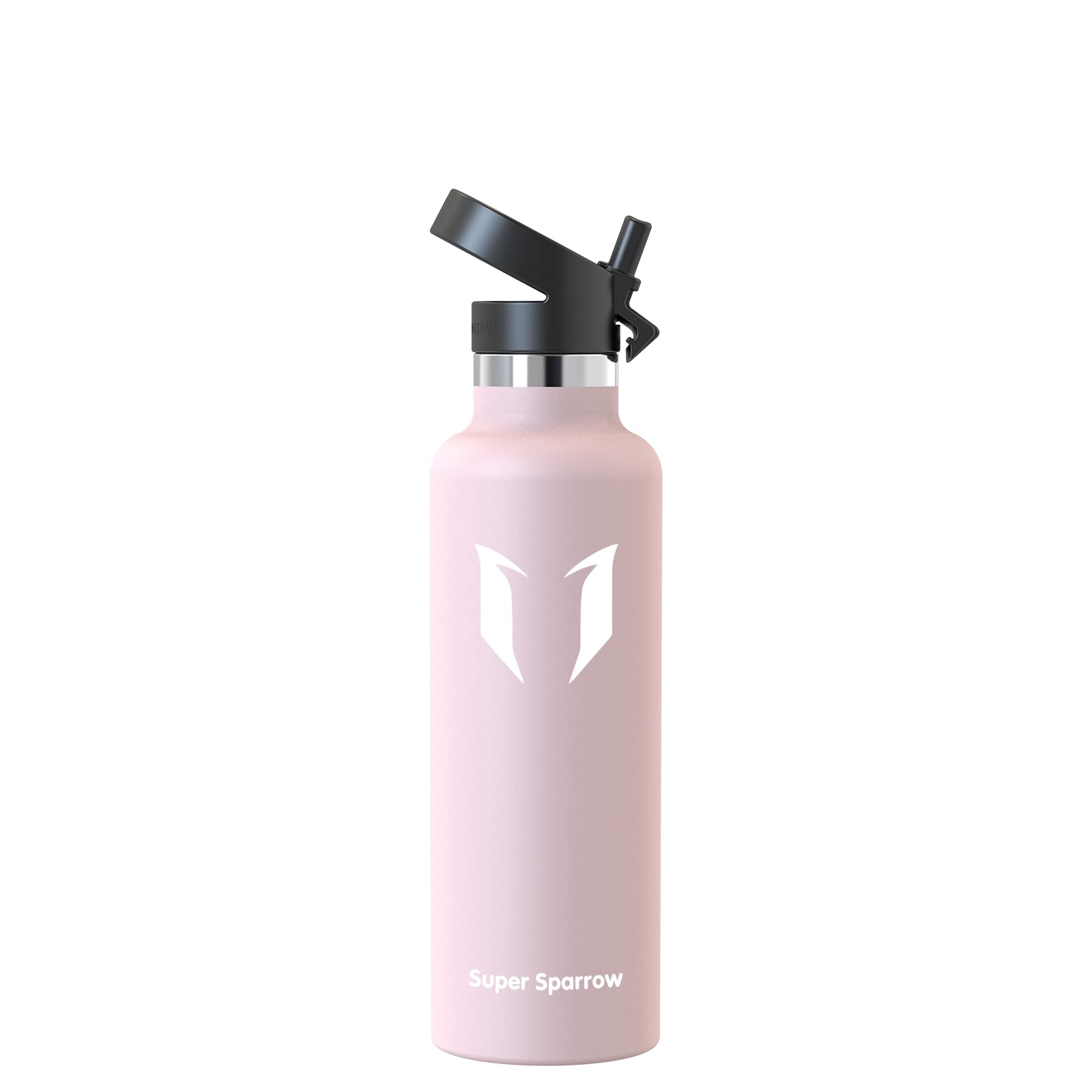 Super Sparrow Water Bottle Insulated - 17 Oz / 25 Oz / 32 Oz - Standard Mouth FlipFlow Flask - BPA Free, Leak Proof Drink Bottle- Ergonomic Straw