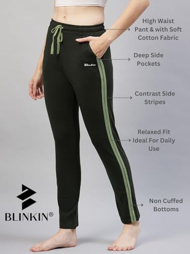 Image of BLINKIN Women Cotton Stribed Casual Style Pyjamas|Lowers With 2 Side Pockets : Ideal For Night Wear & Comfort Wear - The Ultimate Relaxed Fit Track Pants (Combo-608)