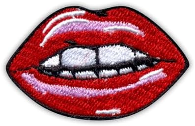 Sexy Red Lips - Small 2" - Self-Adhesive Backing - Embroidered Patch/Badge/Emblem image 2