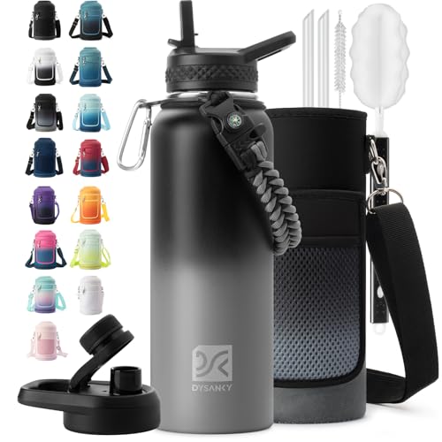 Insulated Water Bottle | Thickened Stainless Steel Vacuum Metal | Portable Sports Water Jug for Gym and Hiking with Straw, Carrier Bag, Handle Strap | BPA-Free 40 oz